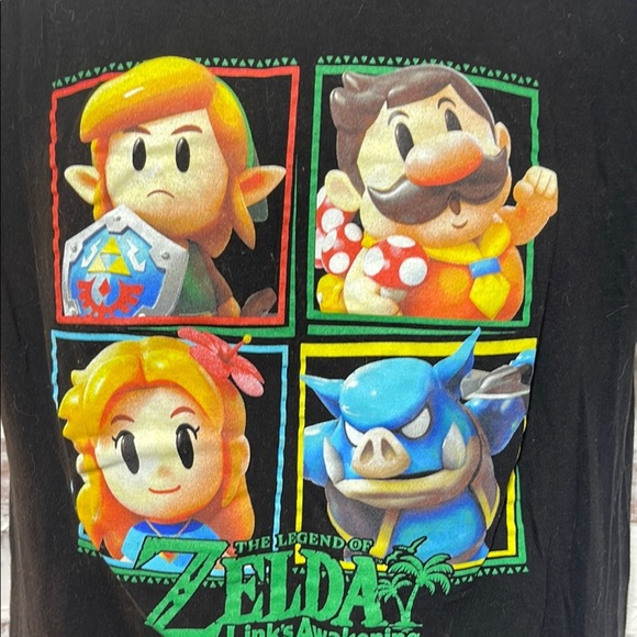 Nintendo Black Short Sleeve Tee with Vibrant Zelda Character Design - Picture 2 of 5